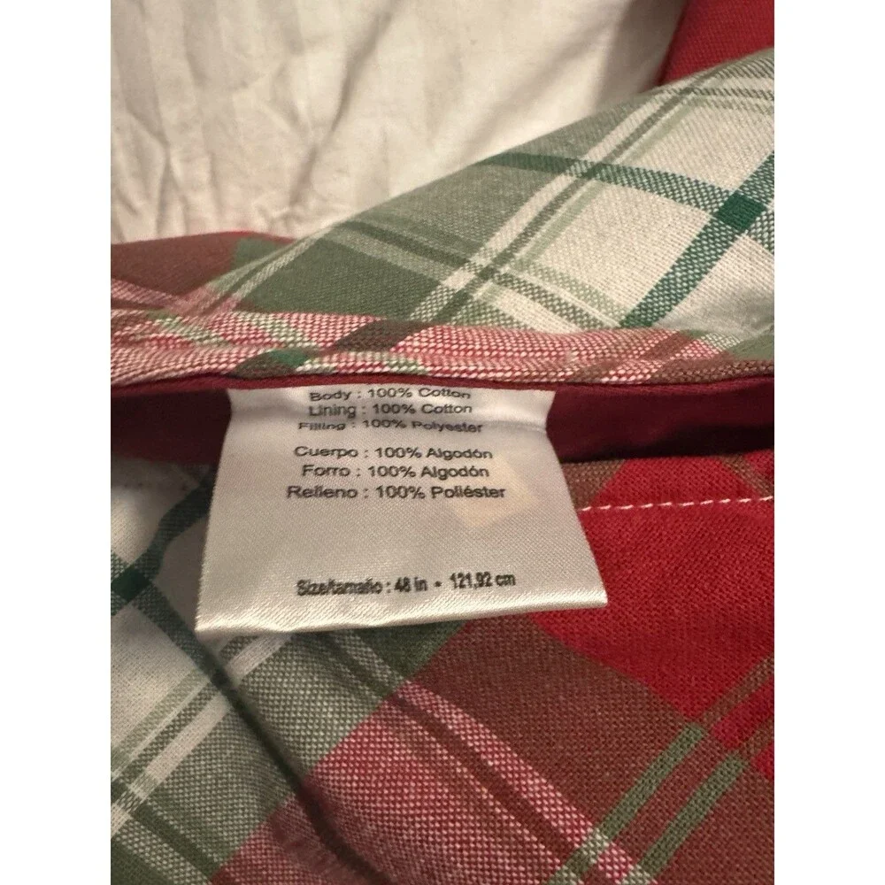 Red and White Plaid Christmas Tree Skirt 39 inch Checkered